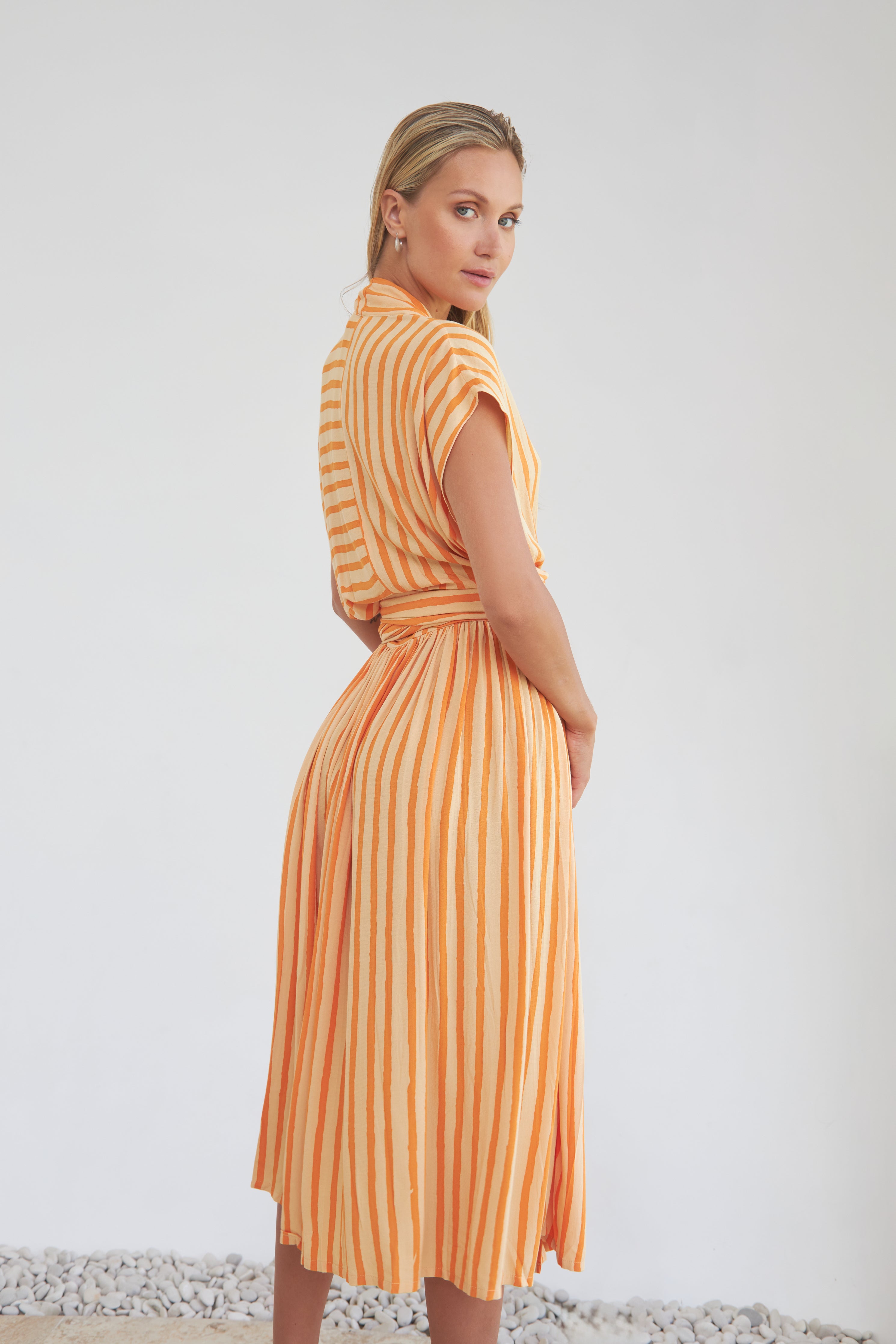 THE POINT DRESS - ORANGE FILM STRIPE