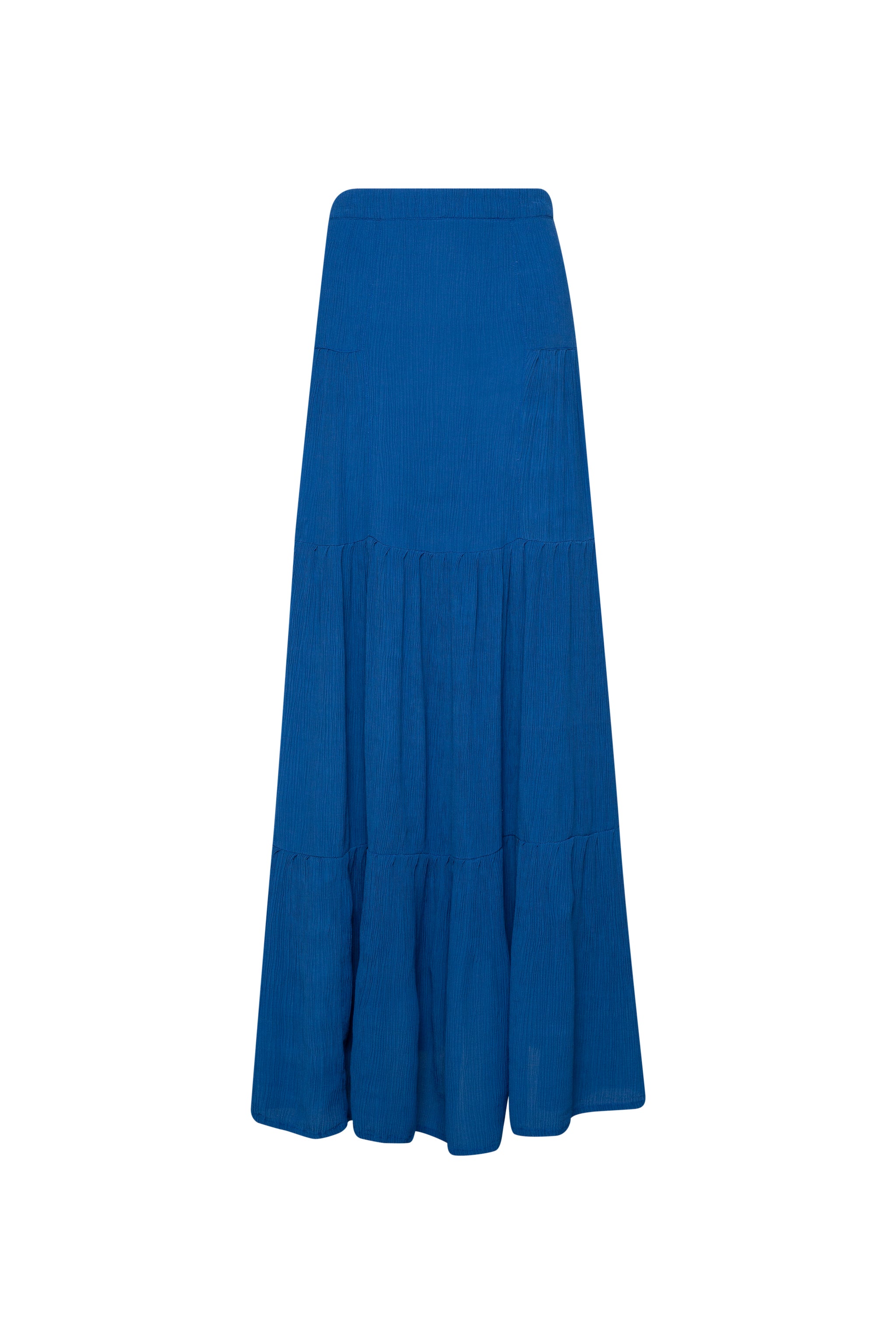 THE SKY HIGH WAISTED MAXI SKIRT - BLUE KRINKLE