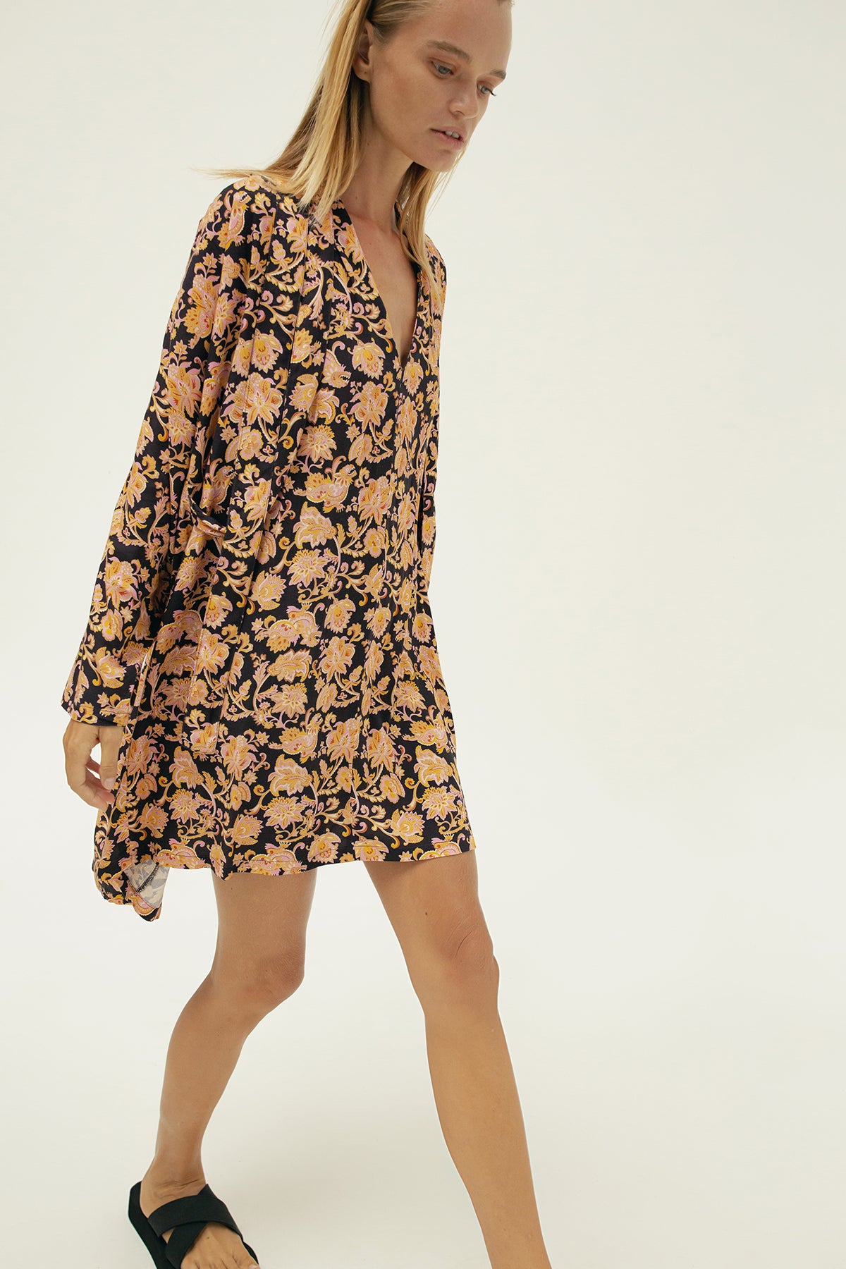 THE RISE AND SHINE 3 TIE KAFTAN DRESS - PAISLEY NAGA SMALL