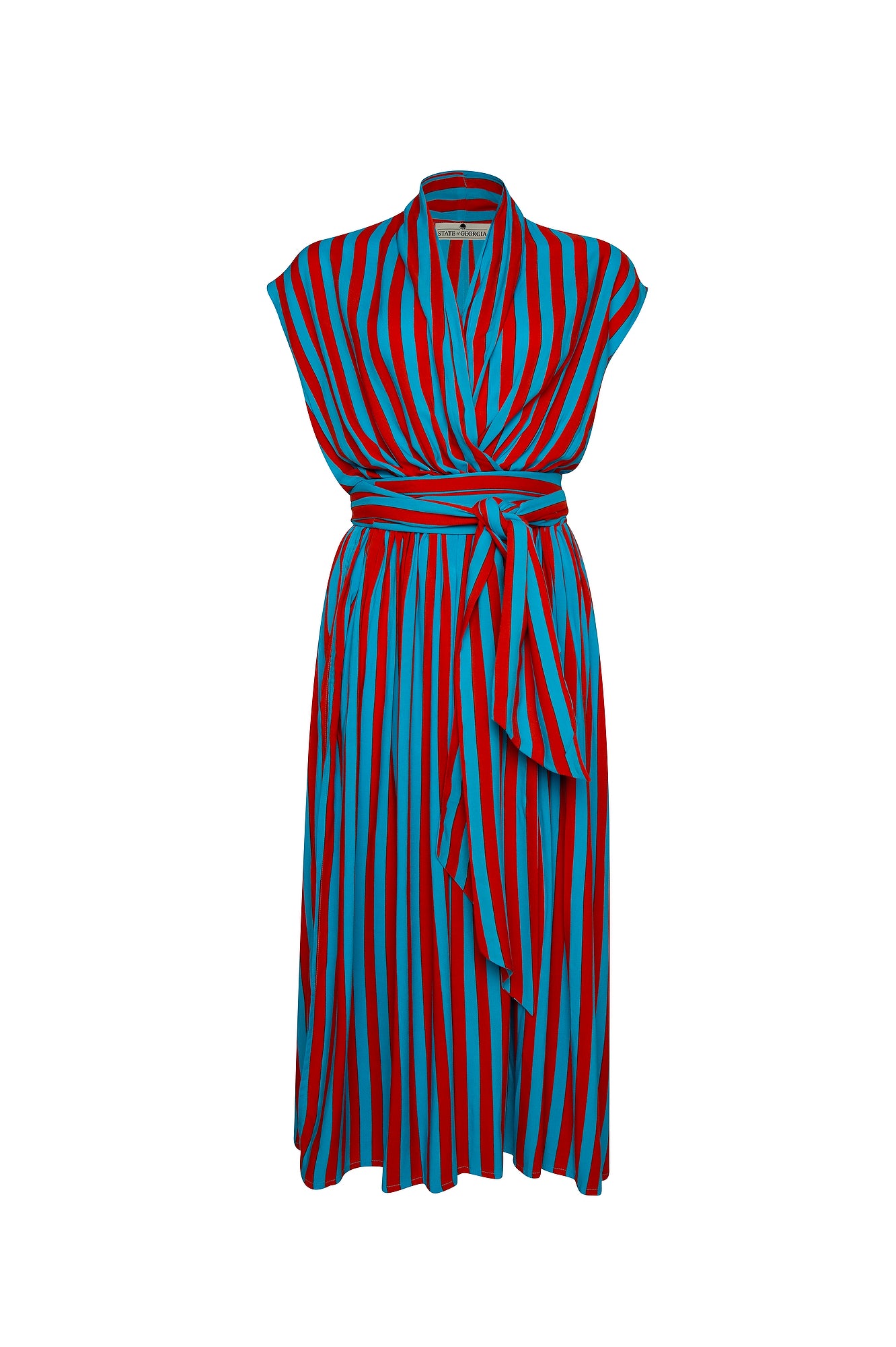 THE POINT DRESS - WHIPPY STRIPE AQUA & RED