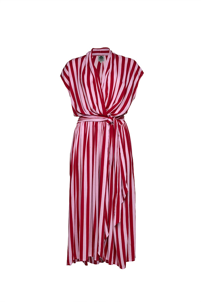 THE POINT DRESS - WHIPPY STRIPE PINK & RED