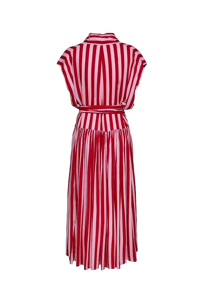 THE POINT DRESS - WHIPPY STRIPE PINK & RED