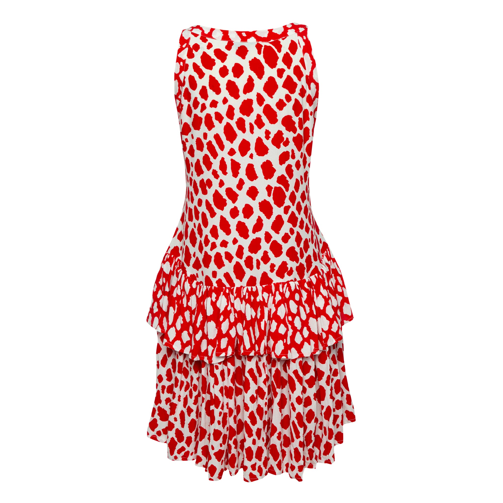 RARA FRILL DRESS - Giraffe Red/White