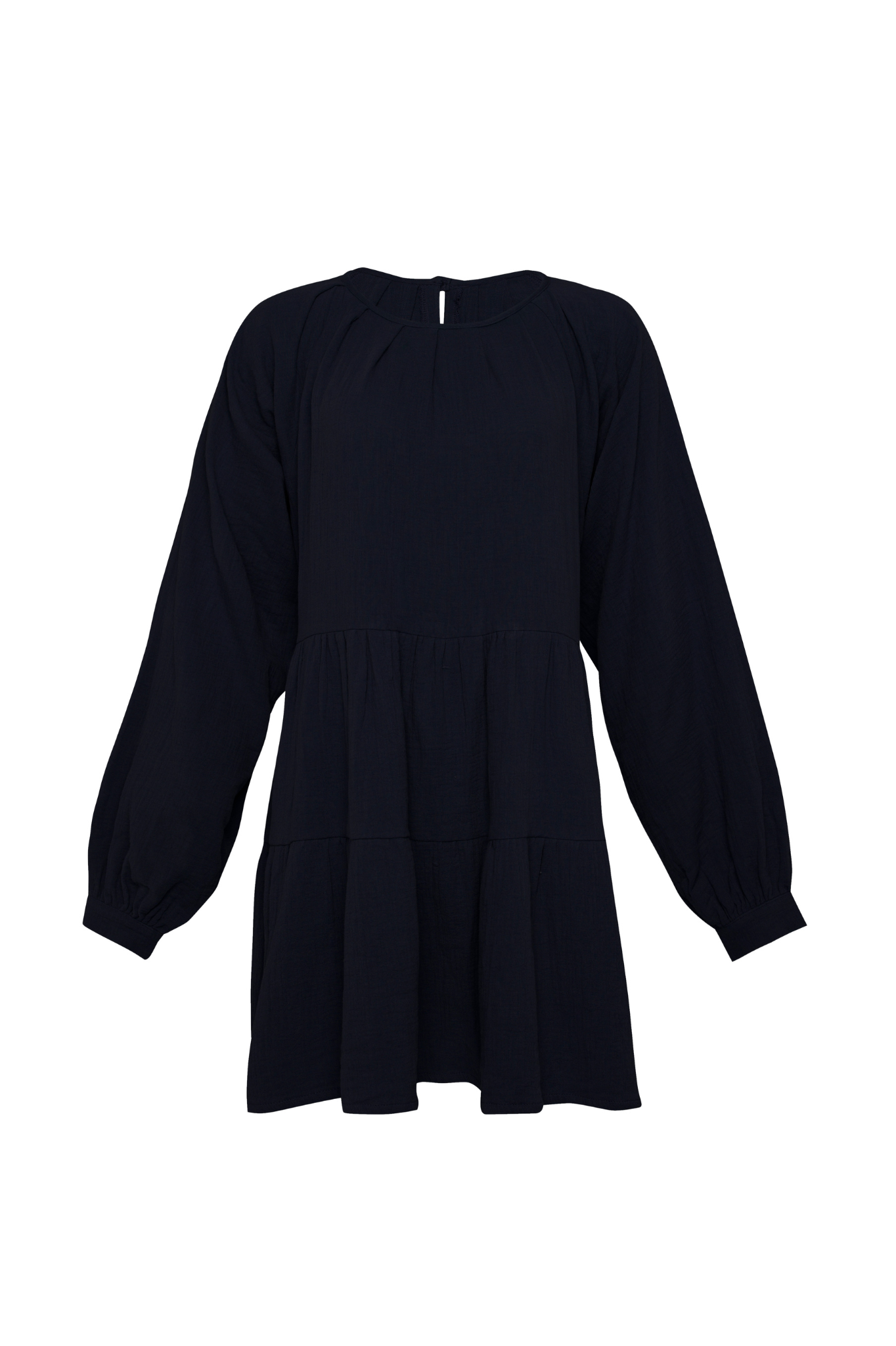 THE DYLAN MINI 3-TIERED DRESS WITH KNITTED WARMER - Ink Blue