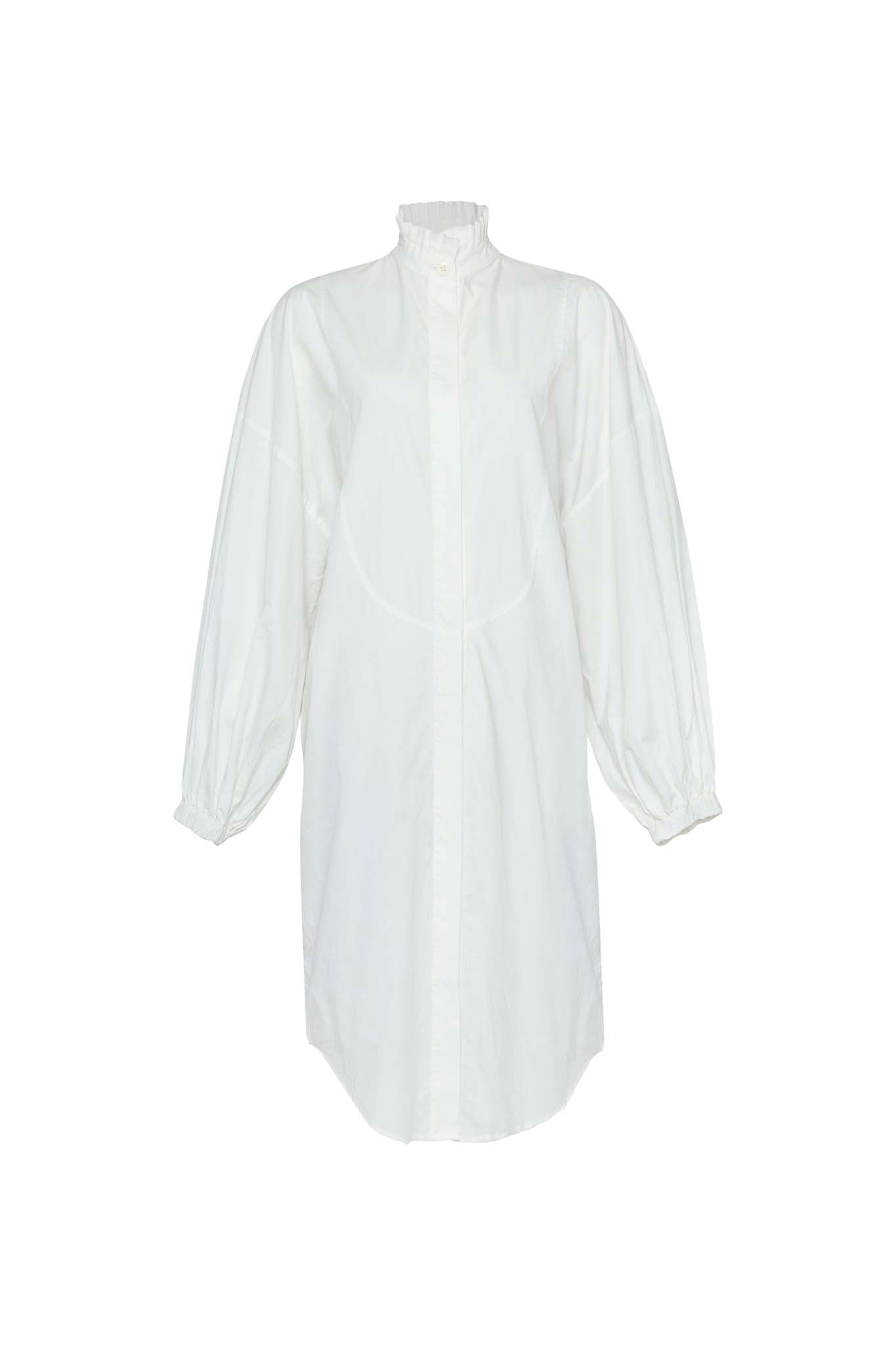 THE TUXEDO LONG SHIRT/DRESS - OFF WHITE